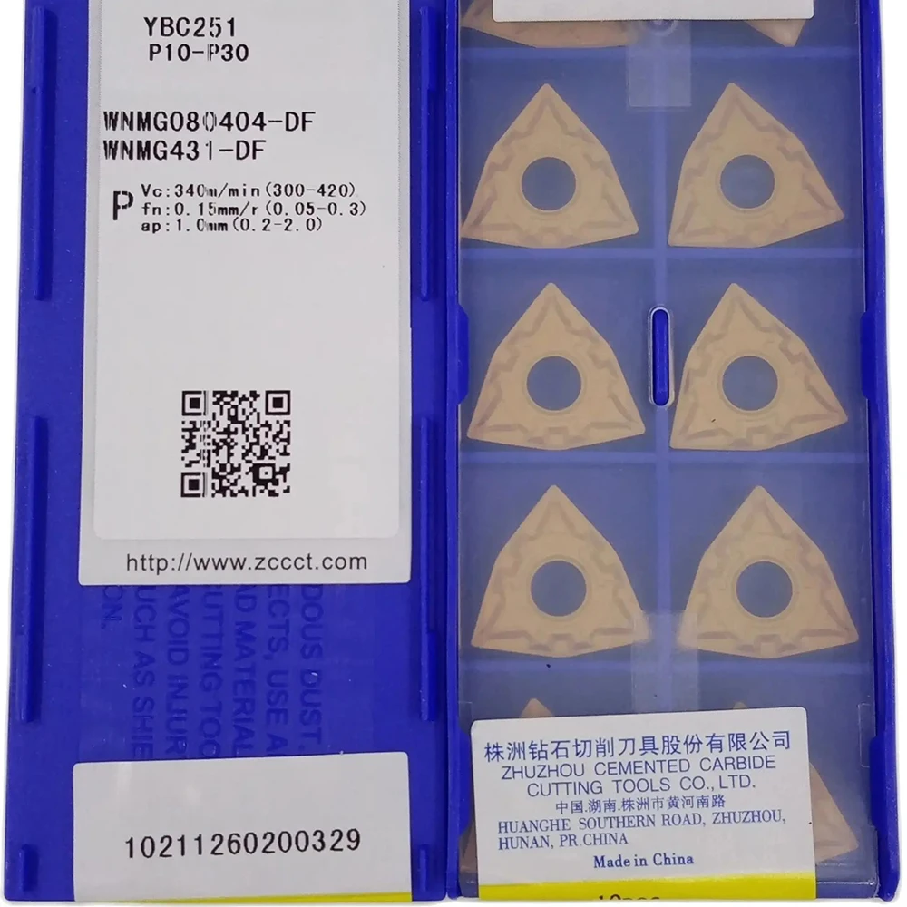 ZCC WNMG080404-DF YBC252 YBC152 YBC251 CNC Lathe Carbide Turning Inserts For processing steel WNMG 080404 DF 10PCS/BOX WNMG