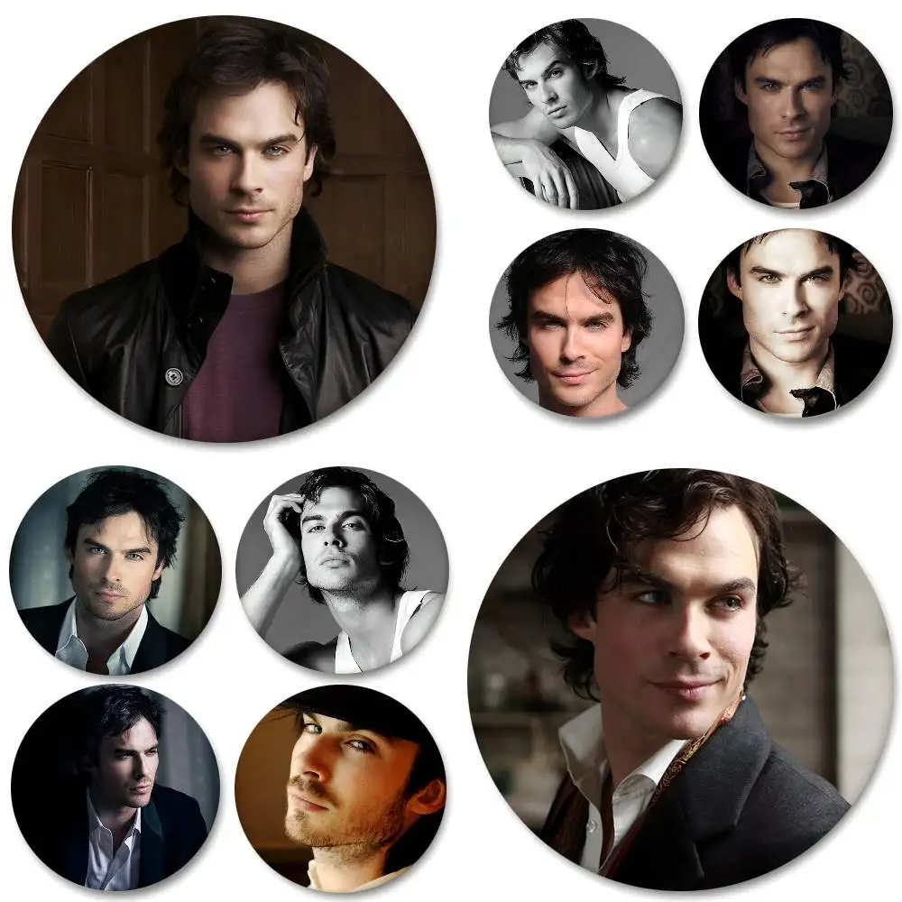 Actor Cool Ian Somerhalder Round Badge Creative Brooch Clothing Backpack Accessories Lapel Pin