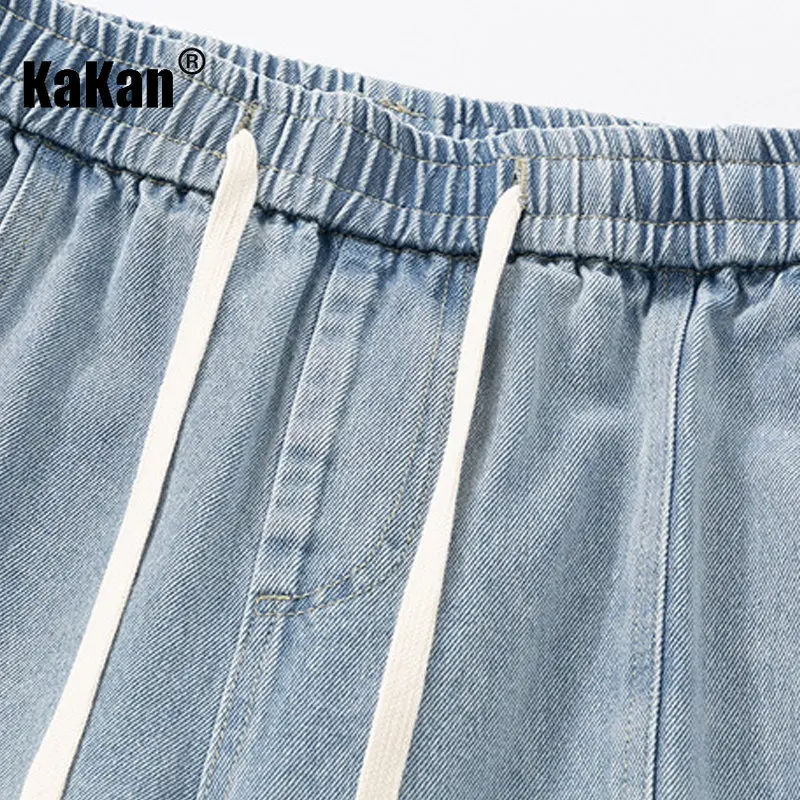 Kakan - Summer Gradient Patch Vintage Jeans Menswear, Relaxed Casual Capris Jeans Shorts K24-BK1508