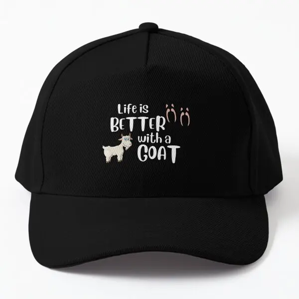 Life Is Better With A Goat  Baseball Cap Hat Summer Solid Color Outdoor Casual Fish Czapka Sun Printed Hip Hop Black Mens Boys