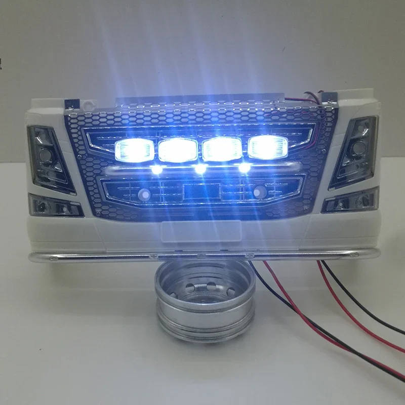 LED Simulation Air Intake Cover Square Lantern Headlight for 1/14 Tamiya RC Truck Scania Volvo Diy Parts