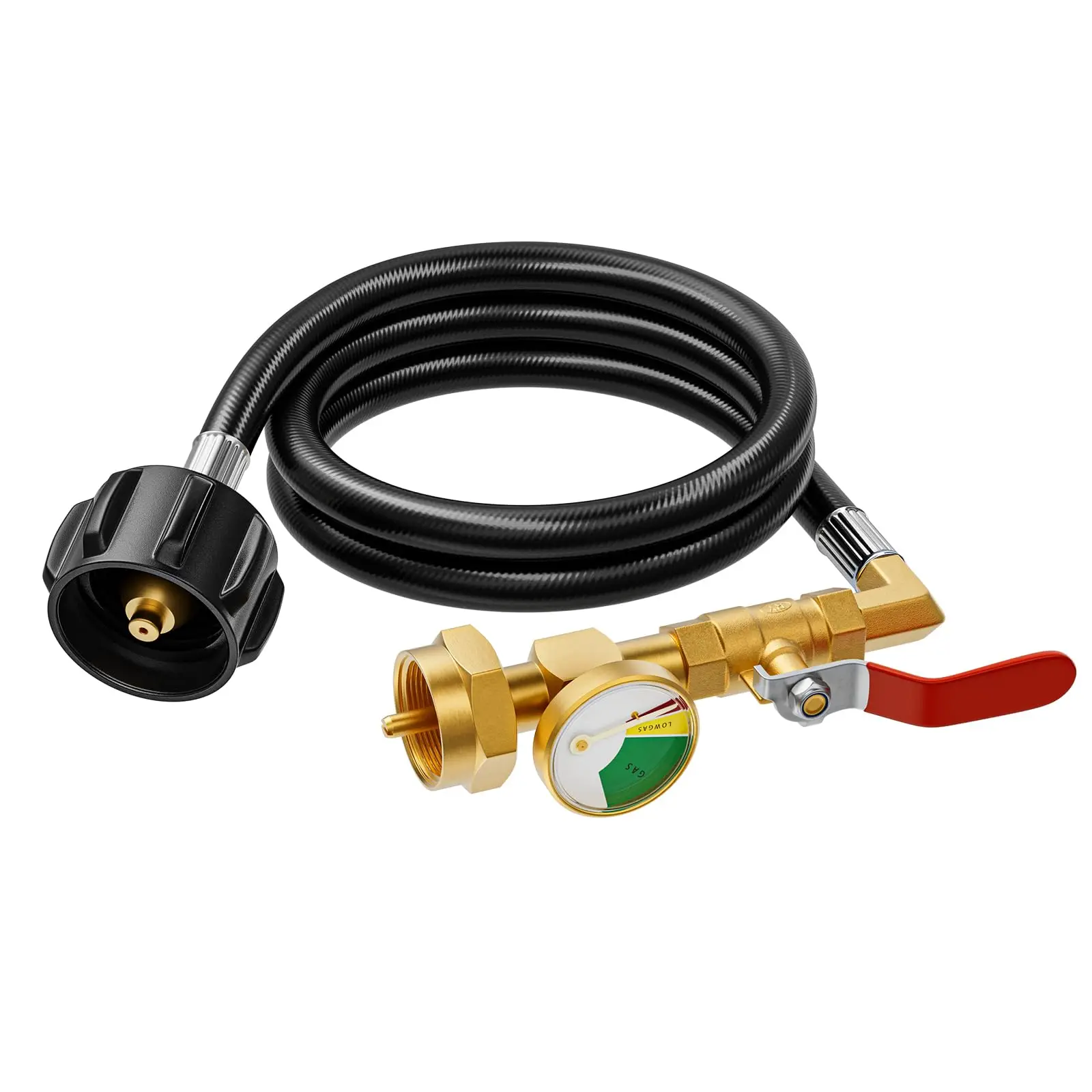 

Updated 50 Inch Propane Refill Adapter 20lb to 1lb Camping with Gauge 3FT Propane Filler Adapter Hose with ON/Off Control Valve