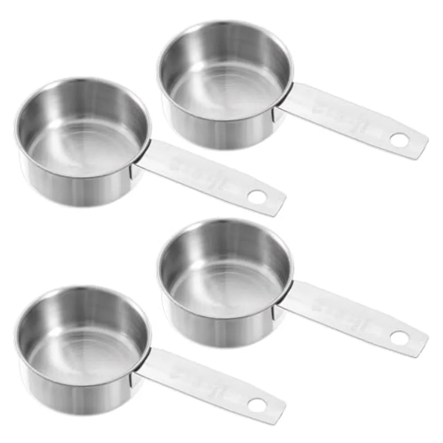 

4 Pcs 1/4 Cup Measuring Cup, 60 ml Stainless Steel Measuring Cups Inner Scale Metal Liquid Measure Scoop 2 oz Cups for Coffee,
