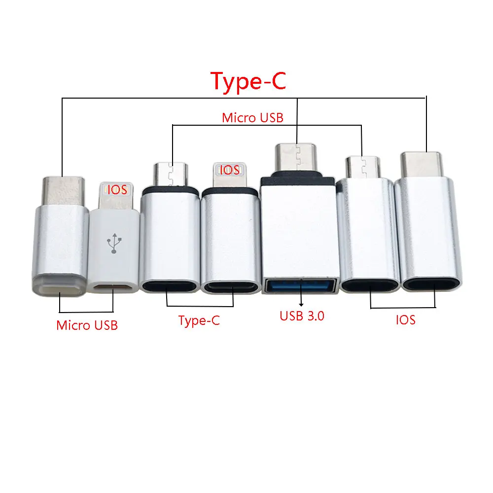 1PCS Micro USB to Converter Adapter For iPhone X 8 7 6 Plus Type C/IOS to Micro USB Adapter For Xiaomi Samsung S8