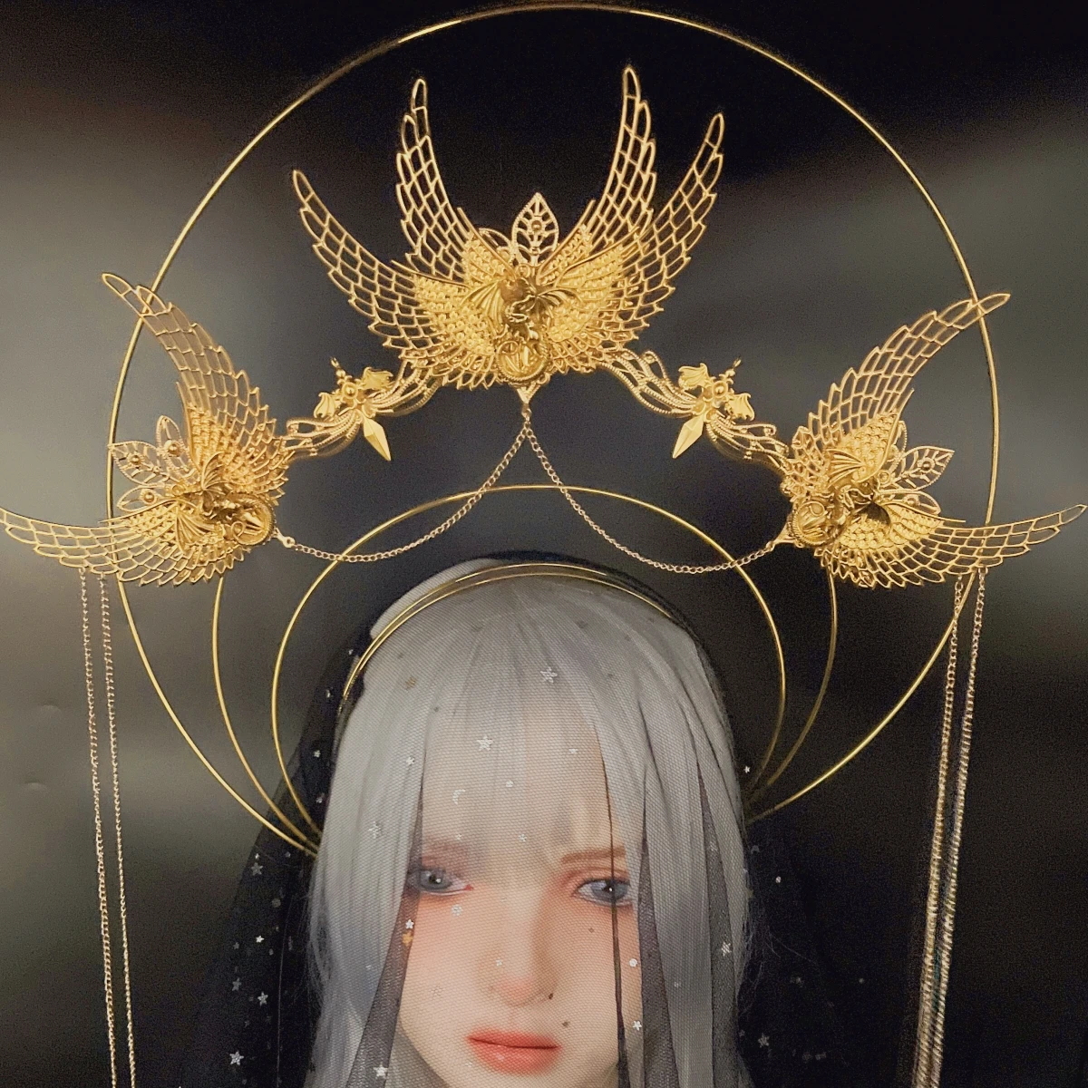 Kobiety w ciąży Rekwizyty fotograficzne Akcesoria Opaska ciążowa do sesji zdjęciowej Bogini Gwiazda Korona Słońce Złoty Spike Halo Nakrycie głowy