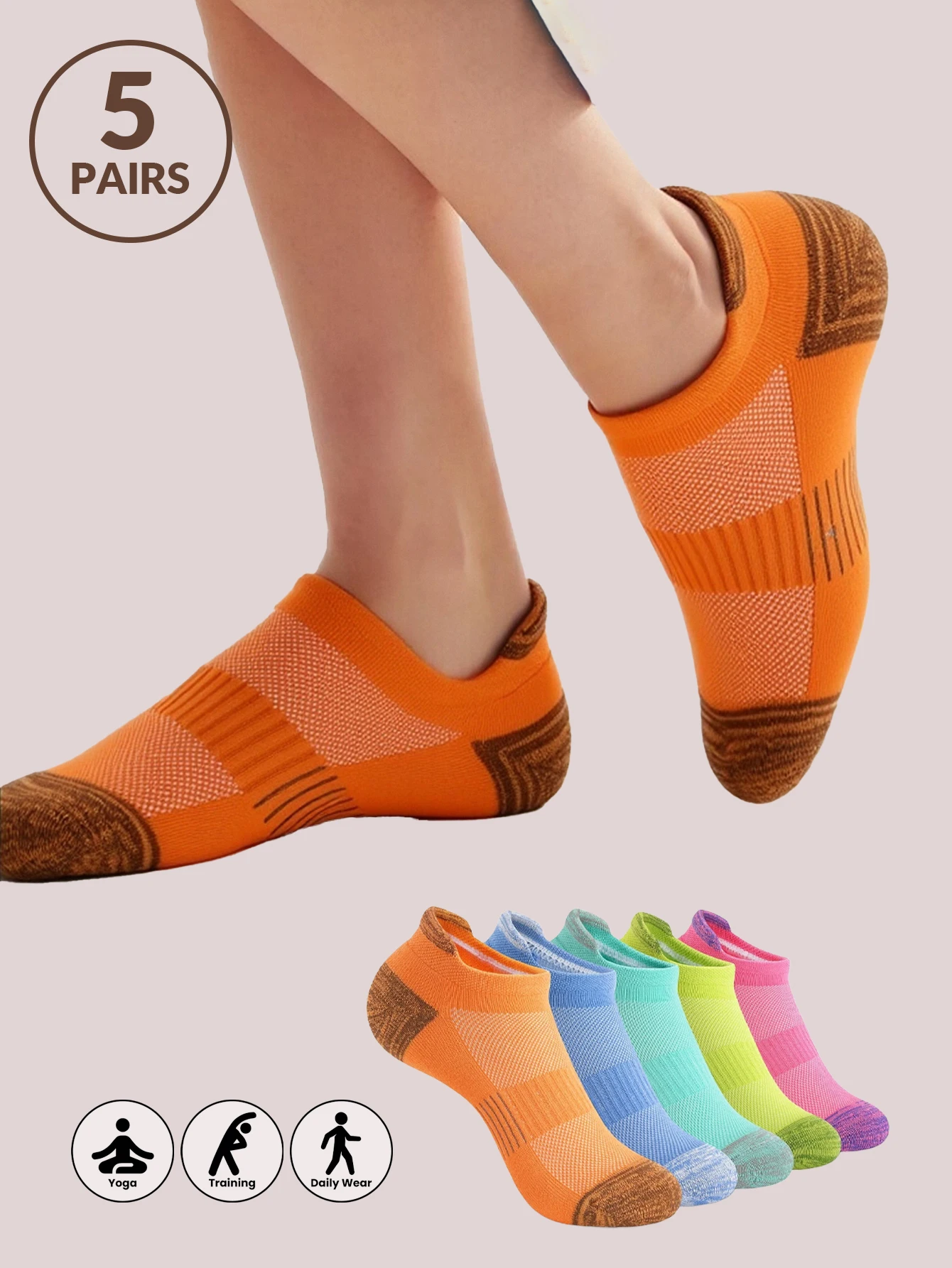 5/10Pairs Women Running Socks Basketball Breathable Anti Slip Sport Boat Socks Ankle Socks Men's Casua  Socksl