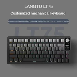 Langtu LT75 Mechanical Keyboard 75% Gasket Custom with Display 80keys Hot Swap Wireless Bluetooth for Gaming Office