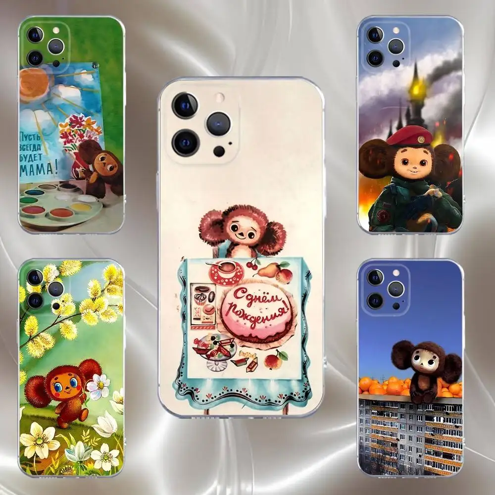 

Russia C-Cheburashkas Cute Phone Case For iPhone 16,15,14,13,12,11 Pro,Max,Plus,X,XS,XR,SE,Mini Transparent Silicone Soft