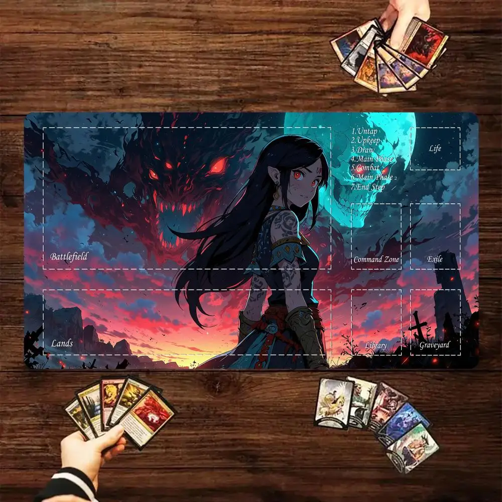 

Magic card playmat with zones mtg Playmat Devil and Witch design anime Desk Mat gamer keypad expansion gaming Mousepad