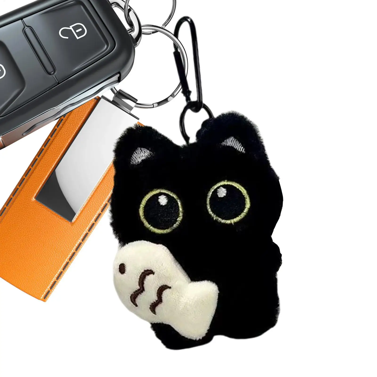 1pcs Cute Black Cat Plush Toy Keychain Cartoon Kitten Soft plush Doll Pendant Car Key Backpack Bag Decor Doll Pendant Keychain
