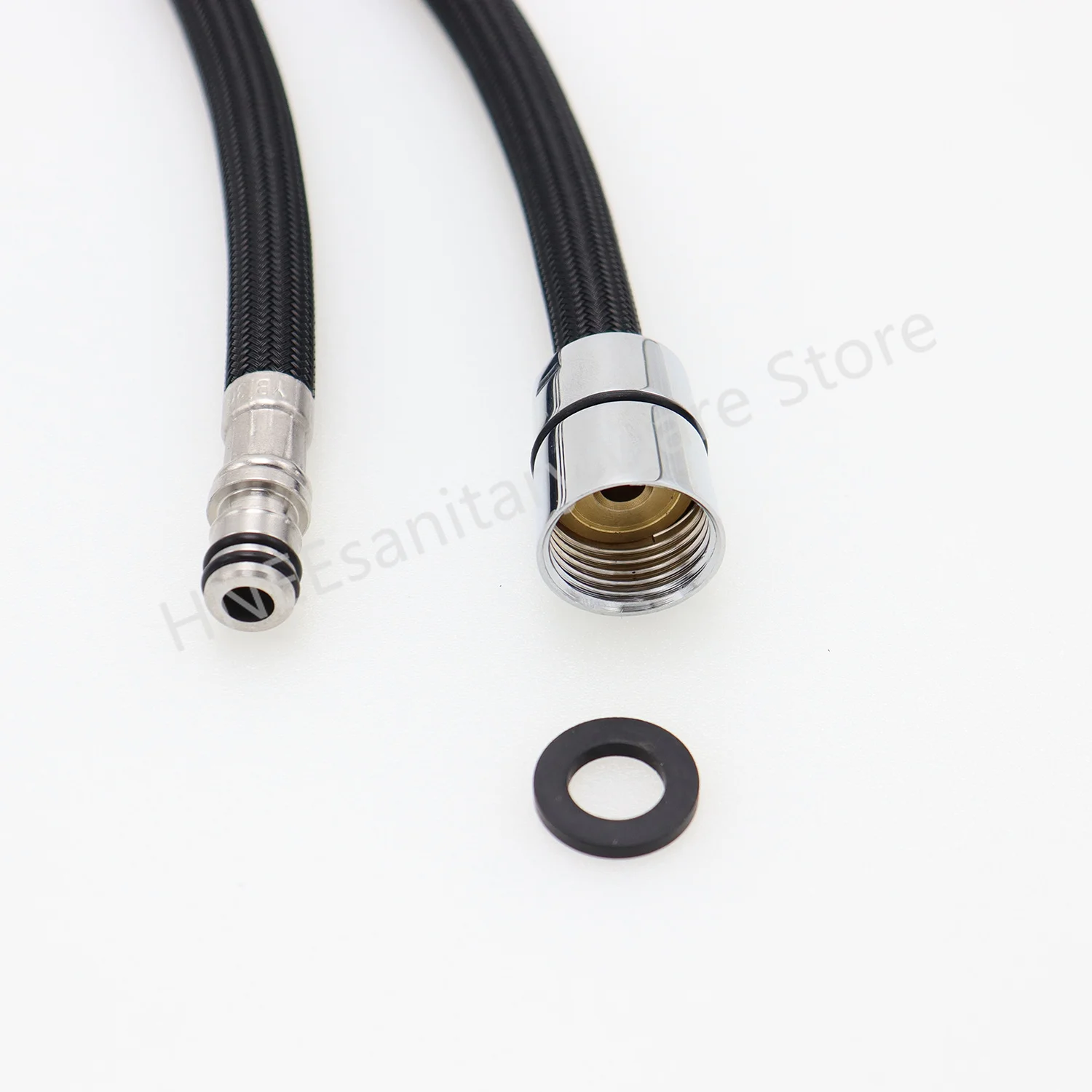 150cm/180cm/300cm F1/2 M15*1 Replacement Kitchen Faucet Hose Quick Connect Pull Out Hose Nylon Hose Tube Gray Black