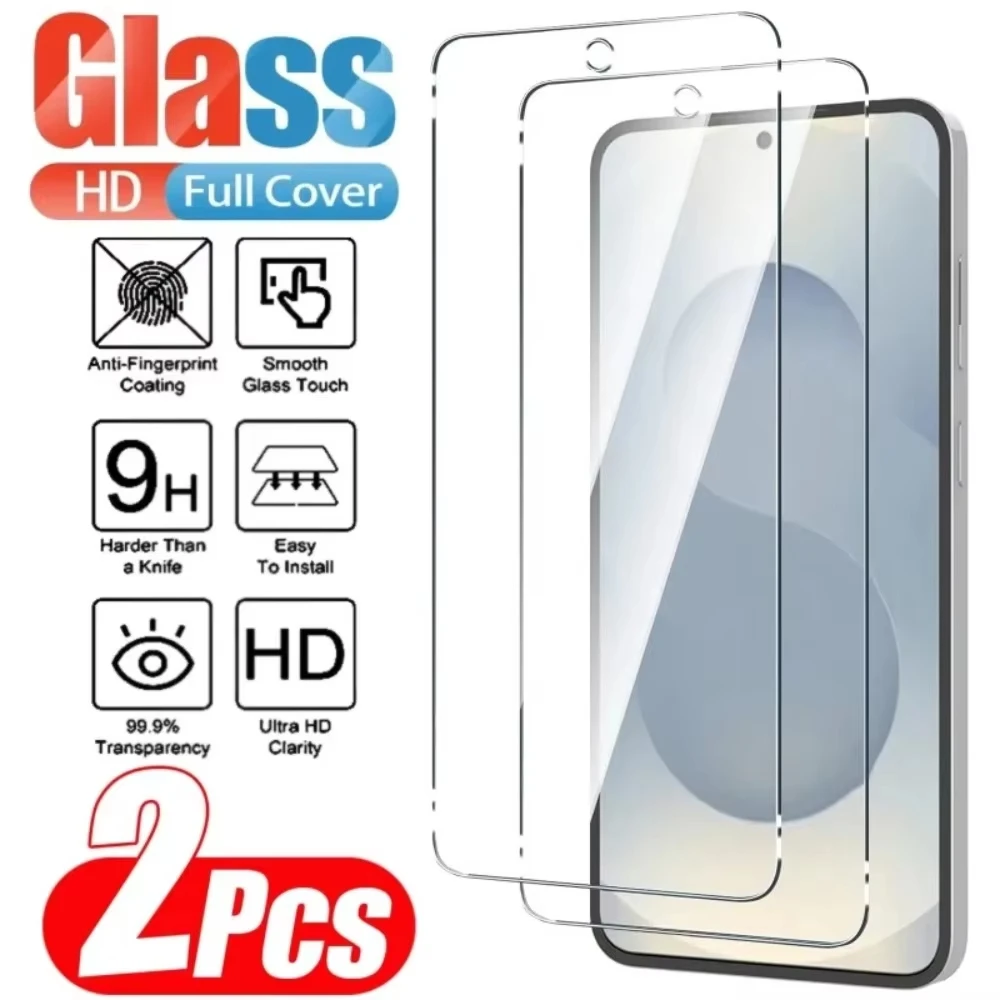 1/2Pcs HD Tempered Glass Screen Protectors For Samsung S26 Ultra A26 A25 A17 A16 A15 A57 A56 A55 A54 A36 A35 S26 Plus Glass Film