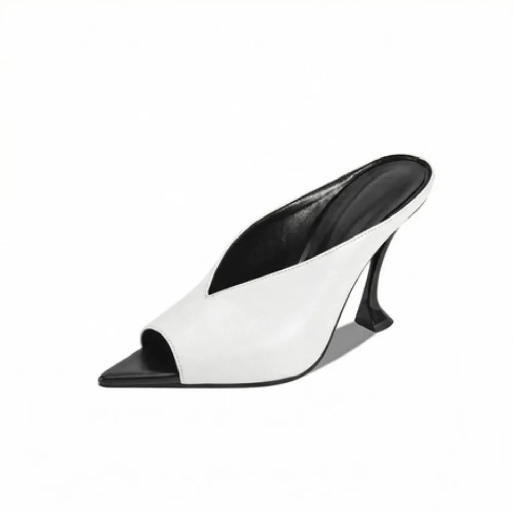 

2026 Women Summer Pointed Toe Strange Heels Shoes for Woman's Peep Toe Solid Color Slip-On High Heeled Pumps Sexy Ladies Sandals