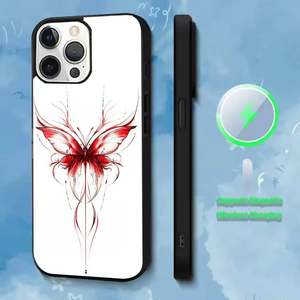 Y2K Butterfly Print  Phone Case For iPhone17,16,15,14,13,12,11 Plus,Pro Allows magnetic wireless charging