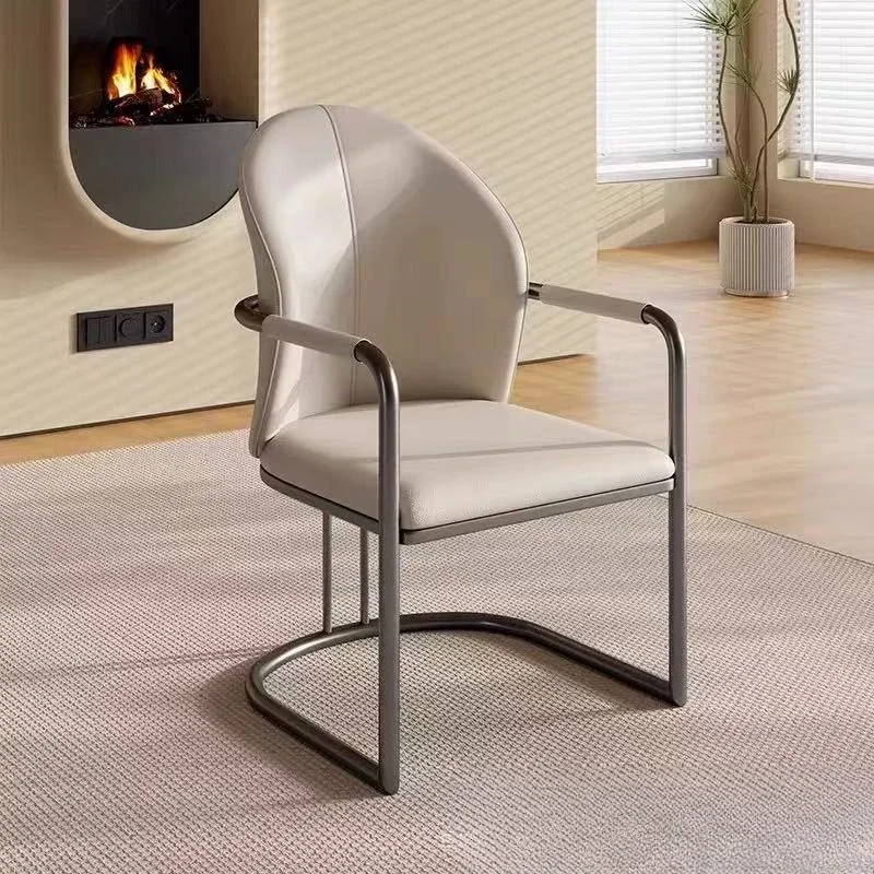 Coffee Mahjong Hotel Dressing Chair Leisure Stool Premium Backrest Light Luxury Tea Table Leather Dining Master Chair