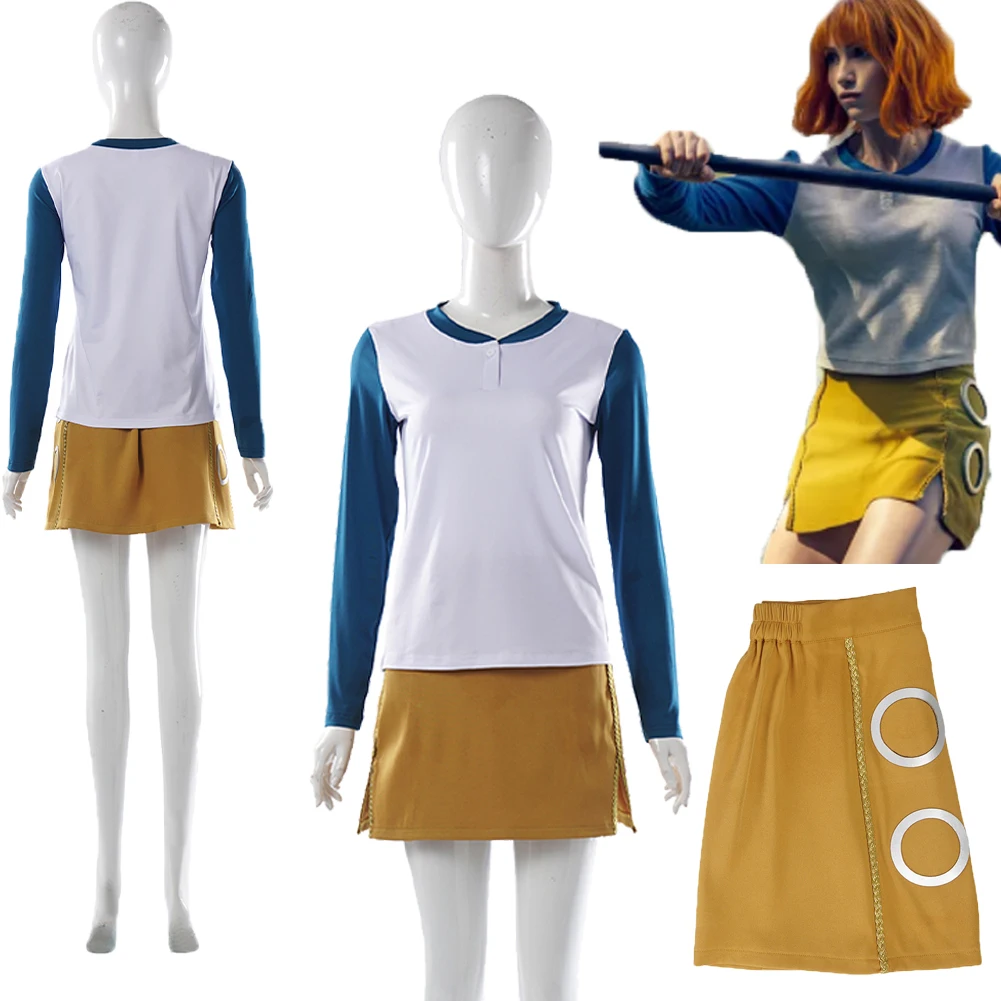 

Pirate 2 Nami Cosplay Live Action Costume Yellow Skirt Clothes Suits Outfits Halloween Carnival Uniform For Adult Women