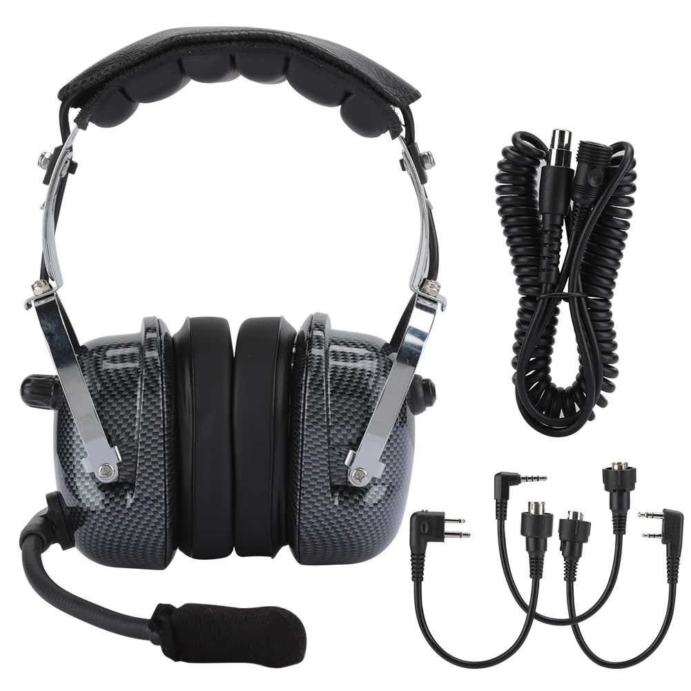 Aviation Noise Canceling Headset for BAOFENG Leather Ear Cushion Waterproof Racing Headphone with MIC Soft Noise Reduction