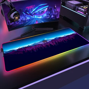 RGB Deep Forest Firewatch Laptop Pad Black Rubber Mouse LED Gaming Mouse Pad Desk Pad Mouse for Computer Large PC Keyboard Pad