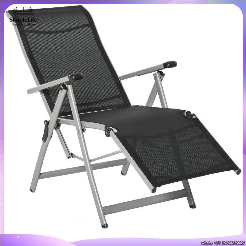 

Outdoor Sun Lounger 10-Position Adjustable Folding Reclining Chair with Footrest Textilene Patio Lounge Chair Garden Beach