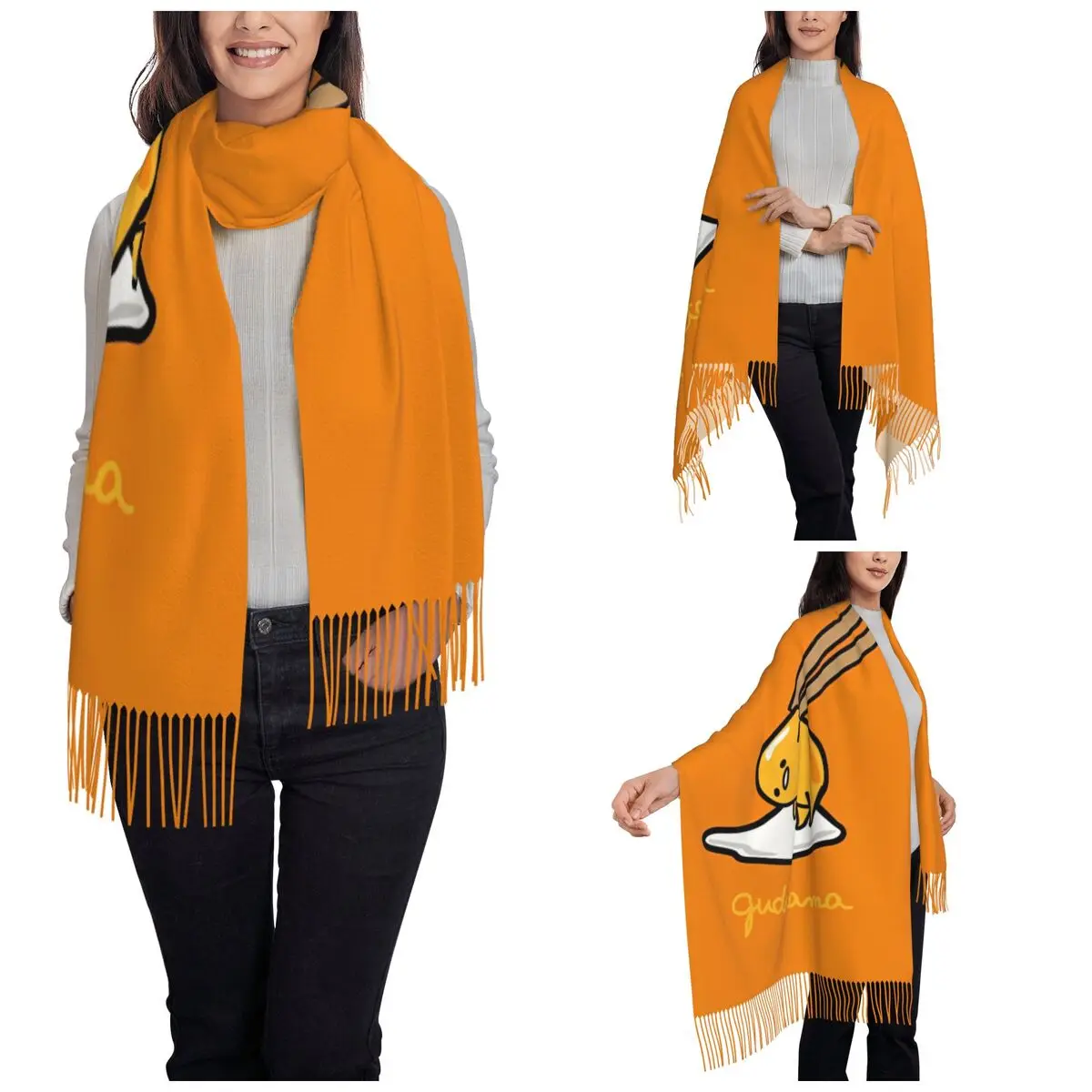 Gudetama Chopsticks Shawls Wraps for Women Winter Long Soft Scarf Neckerchief Shawl Scarves