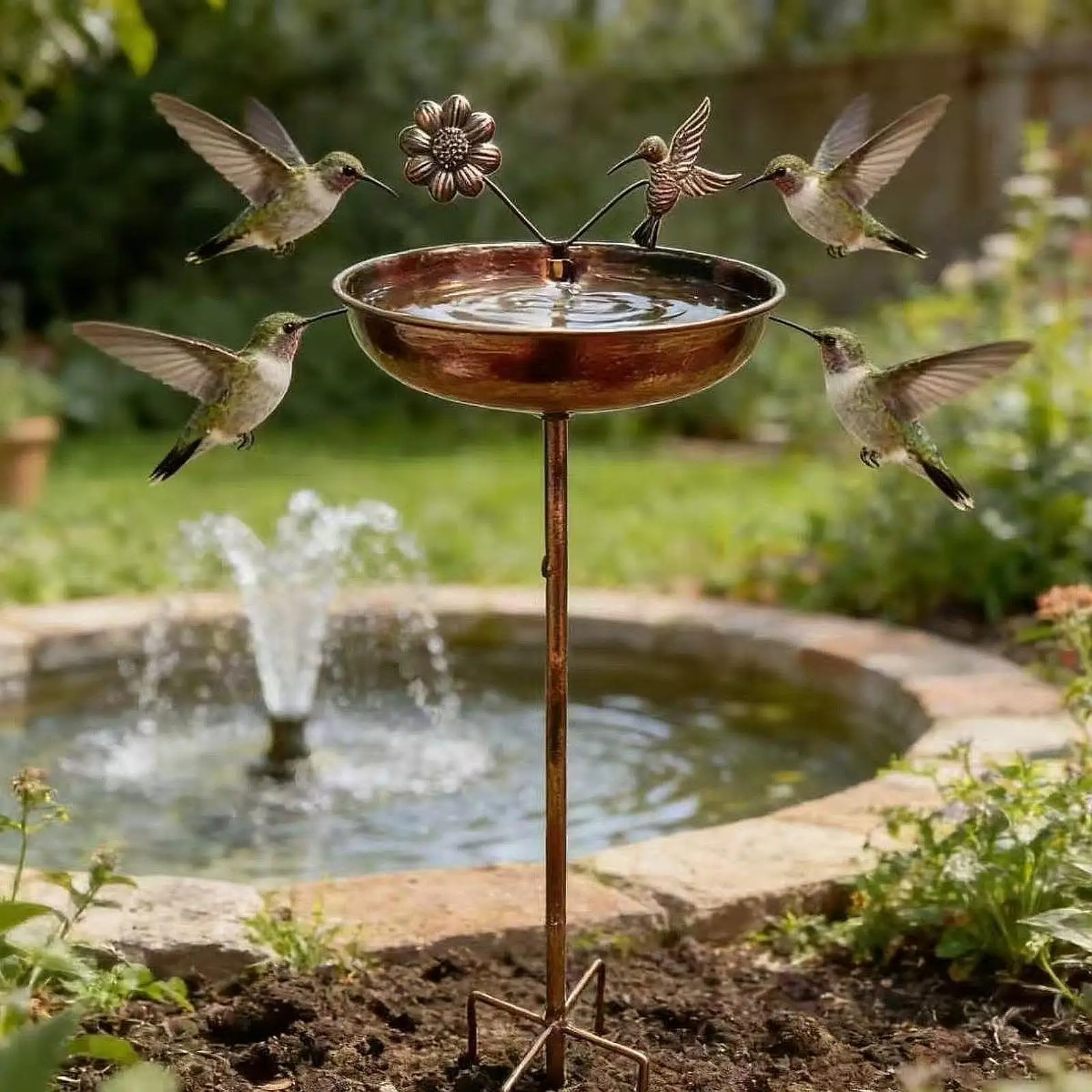 

Standing Bird Bath Bowl Bird Feeder Tray with Stake Water Bowl Decorative Courtyard for Park Landscape Garden Railing Porch