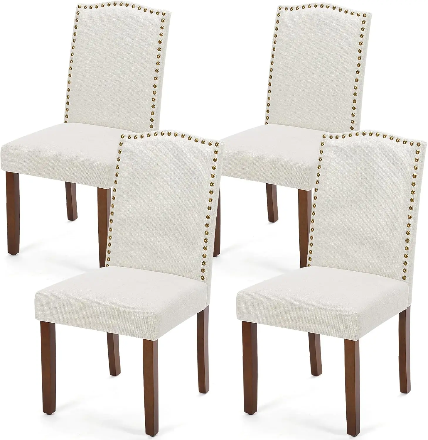 

Modern Dining Chairs Set of 2 with Wooden Legs and Padded Seat for Kitchen, Living Room, Restaurant in Beige