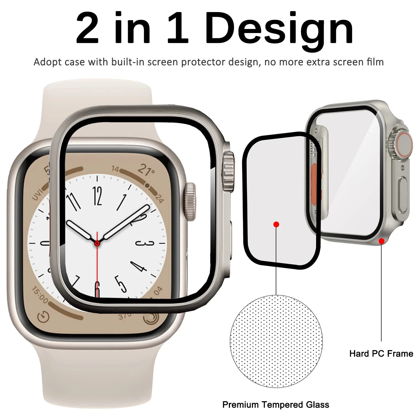 Cover for Apple Watch Case 45mm 41mm 40mm 44mm PC firm Glass Appearance Upgrade 49mm Turning into iWatch ultra series 8 7 SE 5 4