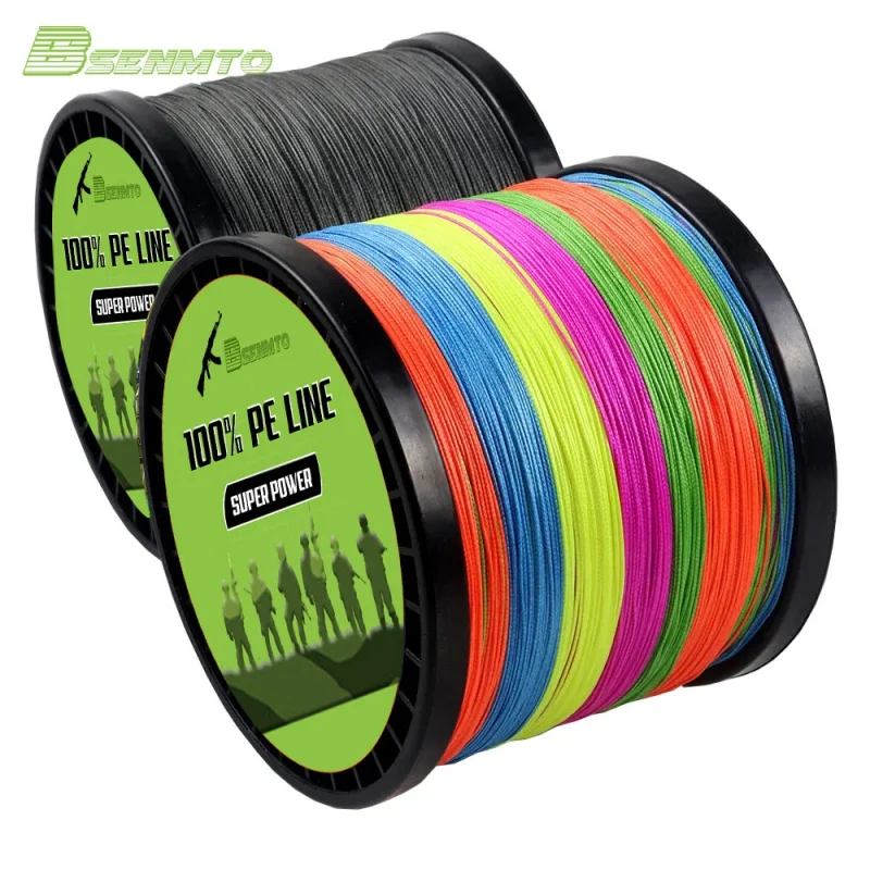 BSENMTO 4 Strands Braided Fishing Wire Line 300M 500M 1000m Japanese Multifilament 100% PE Durable Carp Super Strong New X4