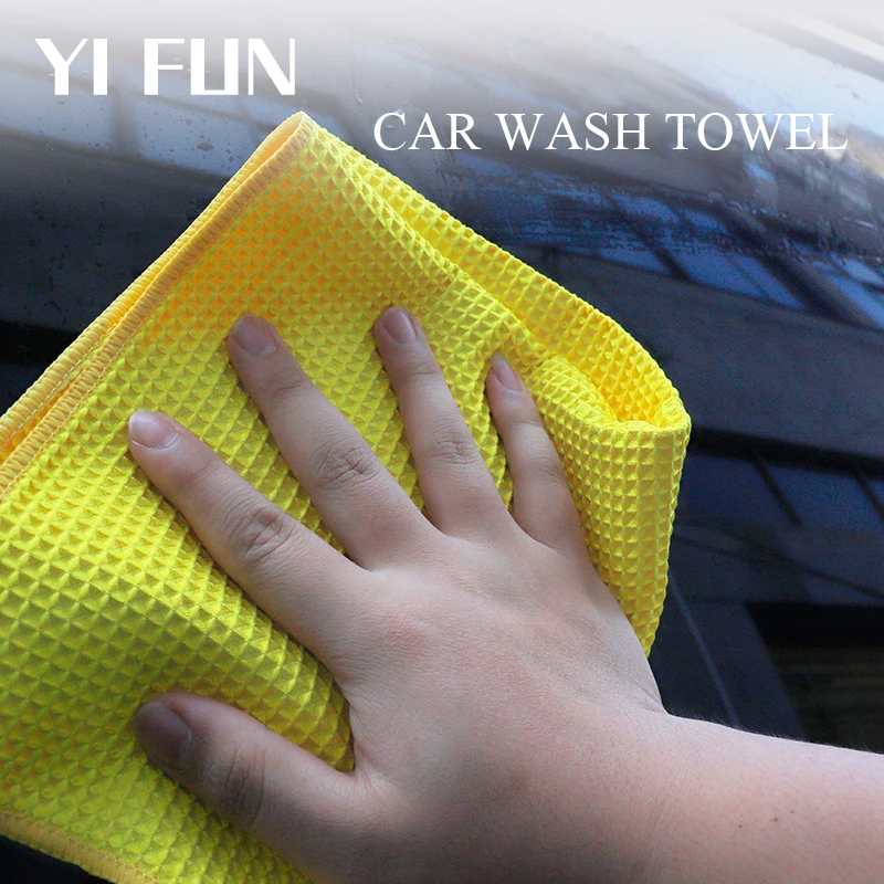 Car Wash Accessories Waffle Car Towel Honeycomb Car Absorbent Towel Microfiber Waffle Car Wash Towel Scouring Pad