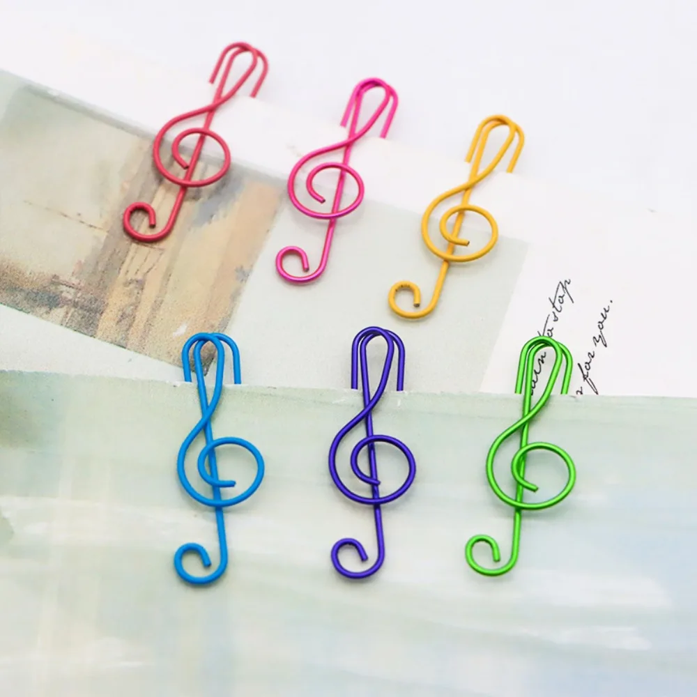 20PCS/Set Music Note Music Shape Paper Clips Durable Stationery Music Note Metal Paper Clips Creative Cute