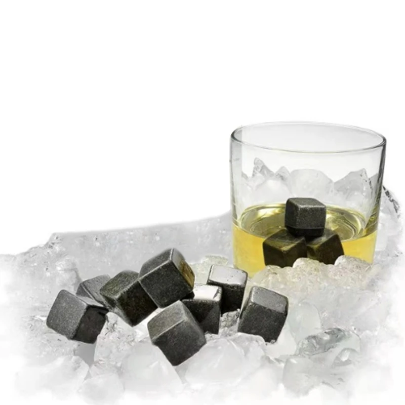 6pcs Whiskey Stones Sipping Ice Cube Cooler Reusable Whisky Ice Stone Natural Rocks Bar Wine Cooler Party Wedding Gift