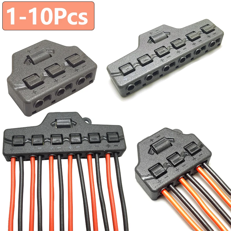 1-10Pcs 3/6 Port Out Line Splitter Quick Connect Low Voltage Wire Splitter Distribution Block For Led Strip Connection Terminal