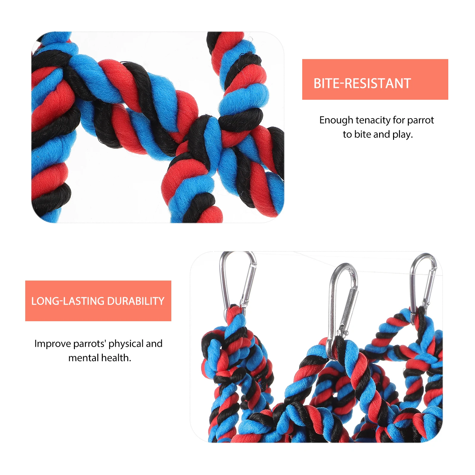 

Colored Woven Hammock Bird Rope Toys Long Tail Hanging Pet Climbing Net Parrot Accessories Pet Cage Parrot Hanging Net Nest