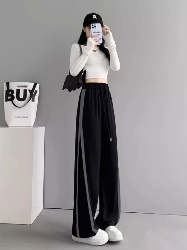 

Длинные женские брюки с карманами, прямые спортивные брюки высокого качества, эстетические новые удобные эластичные наряды, женские брюки G