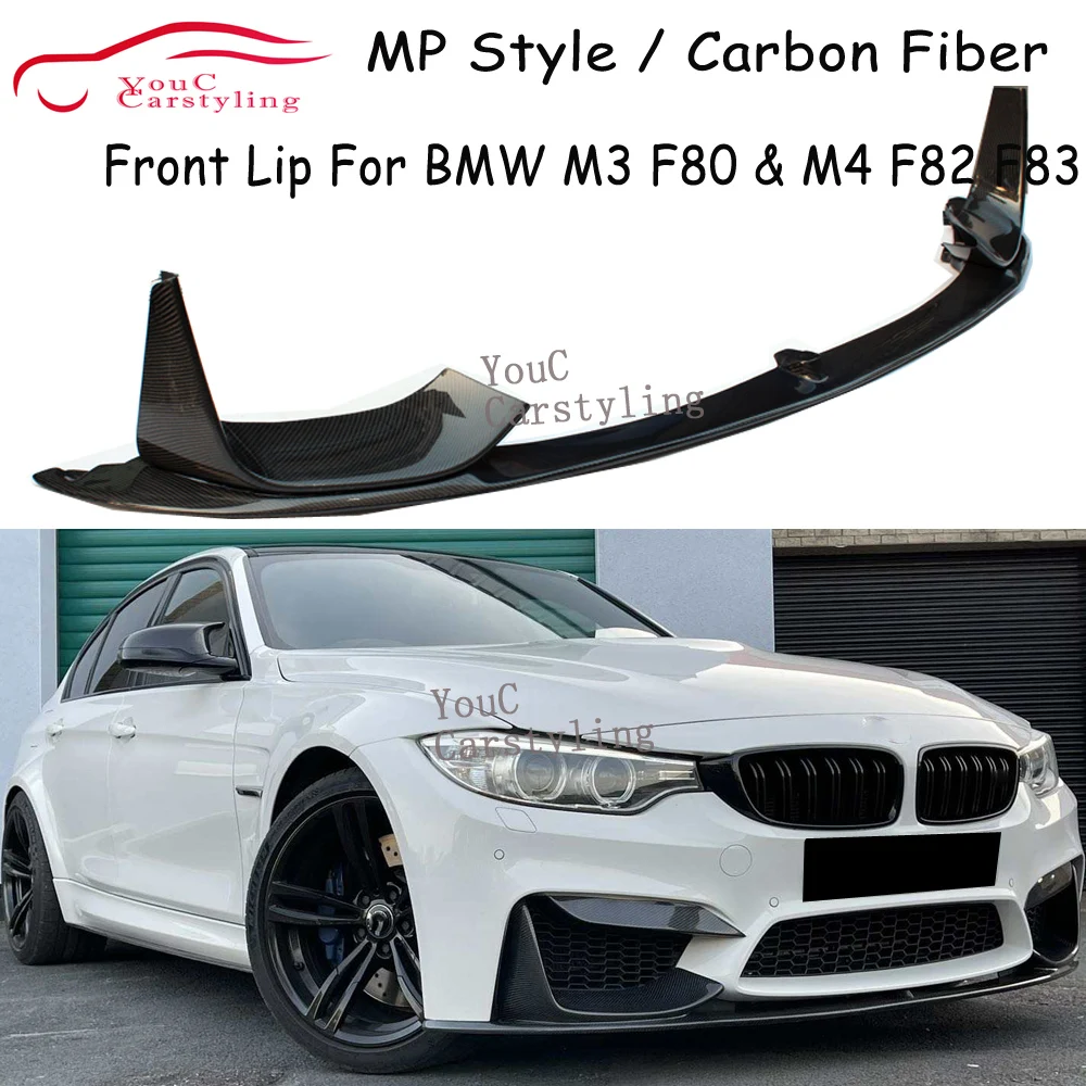 F82 MP Style Real Carbon Fiber Front Lip Splitter for BMW M3 F80 M4 F82 F83 Sedan Coupe Cabriolet Sport Edition 2014-2020