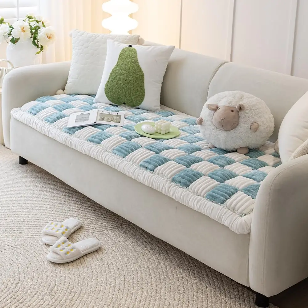 

Non Slip Couch Cover For Dogs Washable, Pet Covers For Sofa 3 Cushion Couch Sofa Pet Friendly (Blue, 27.6"" X 82.7"")