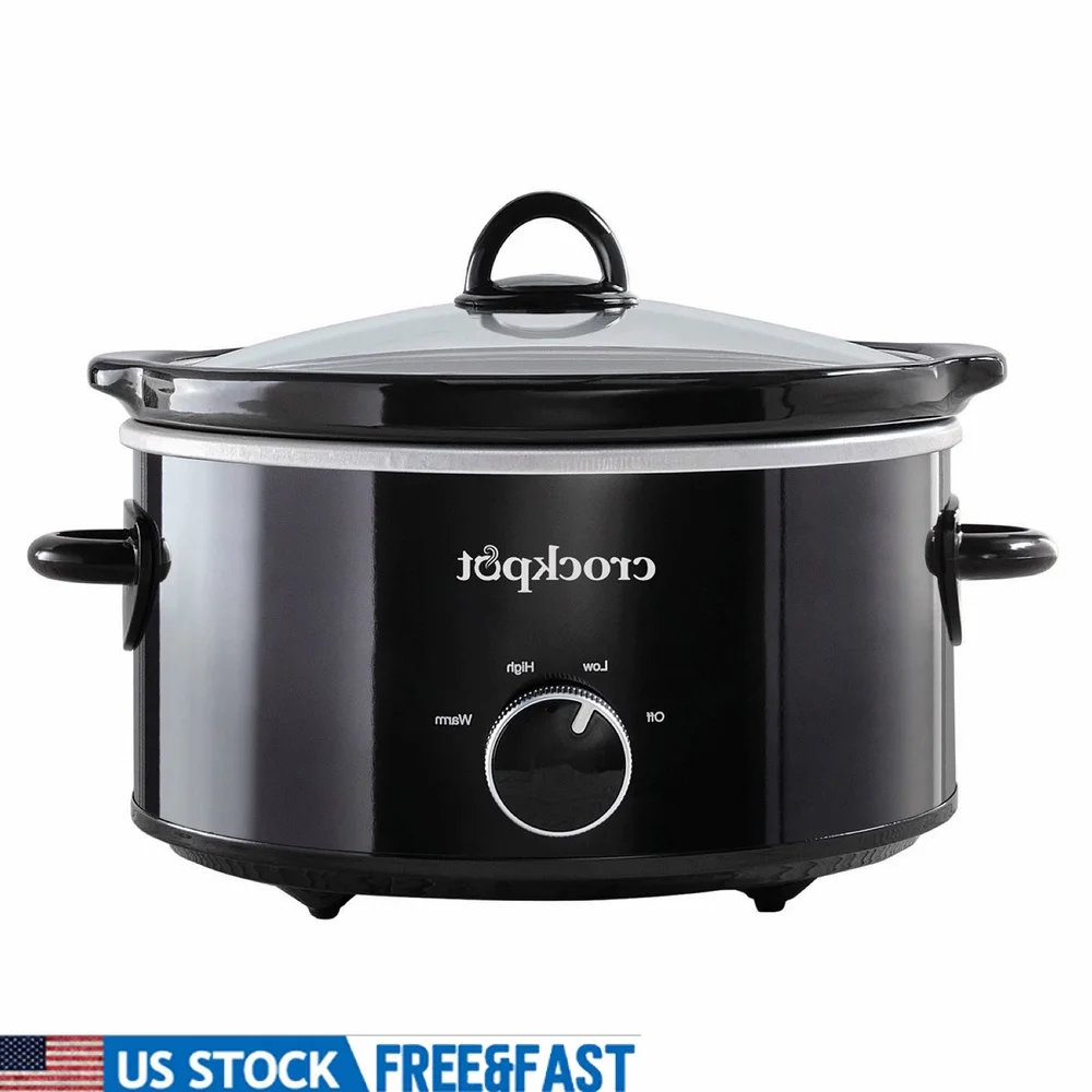 

4 Quart Classic Slow Cooker with 3 Heat Settings Dishwasher Safe Stoneware Oven Safe Soups Stews Chili Family Meals