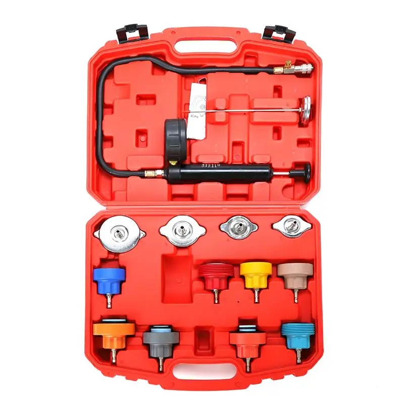 AT19-Coolant Pressure Tester Kit Pressure Leak Tester Radiator Leak Tester Portable Cooling System Tester Kit Leak Tester