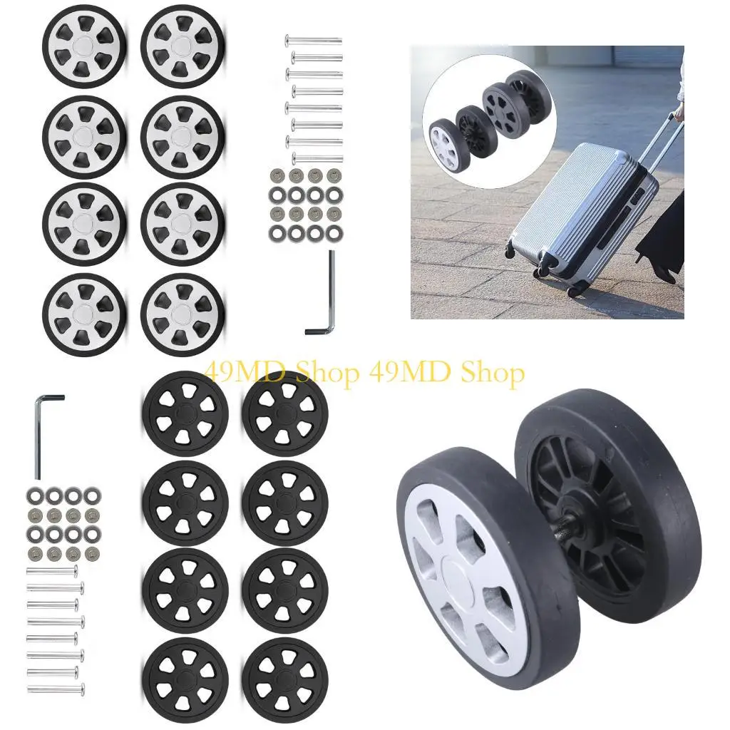 

49MD Suitcase Replacement Kits 8Pcs 60x12mm Rubber Caster Mute Smooth for Worn Out Luggage Spinner