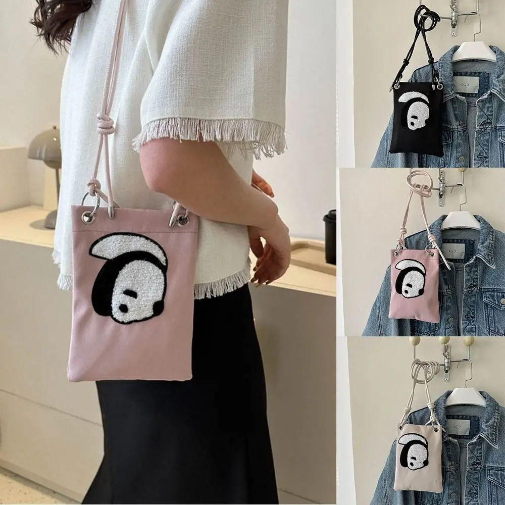 Double Side Pattern Cute Panda Phone Bag Korean Style Minority Design 3D Doll Handbag Coin Purse Crossbody Bag