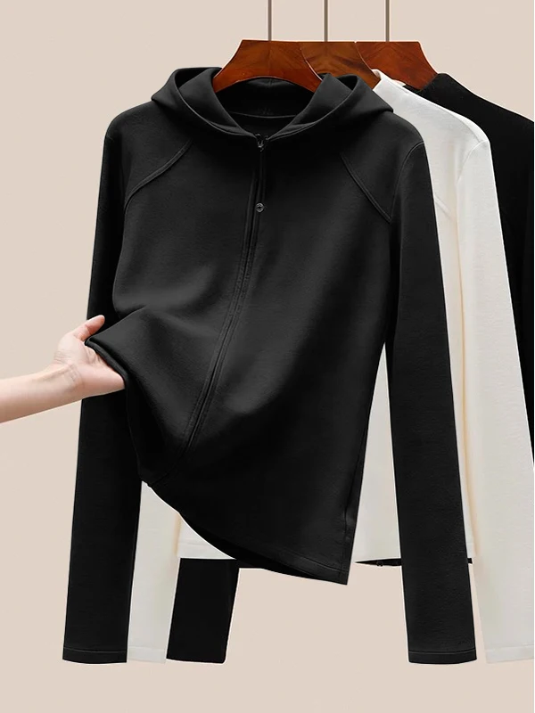 

Новый женский кардиган с двойной молнией и капюшоном, свободный крой, большие размеры, вельветовый, стройнящий, модный топ в корейском стиле, длинный рукав