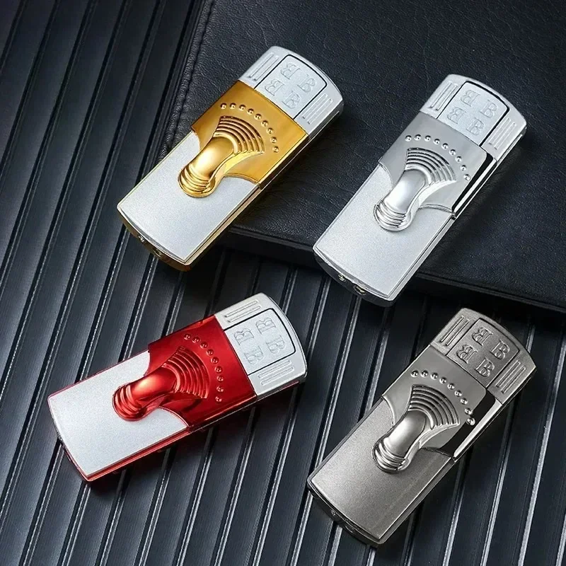 Portable Windproof Dual Direct Jet Blue Flame Lighter, High-end Hidden Ignition Port Inflatable Lighter, Business Gift