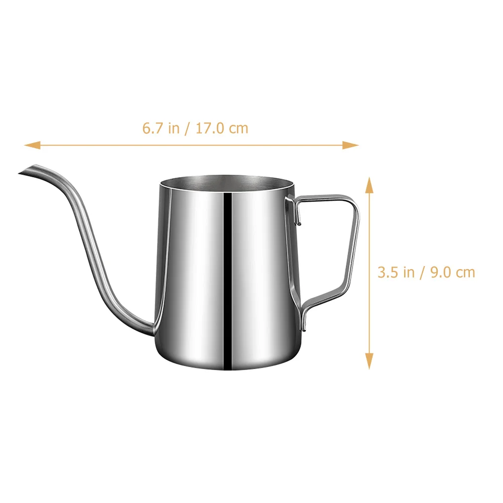 غلاية قهوة بالتنقيط اليدوي 250 مل من الفولاذ المقاوم للصدأ خفيفة الوزن وطويلة، وعاء قهوة محمول باليد، وعاء شاي للتخمير #3