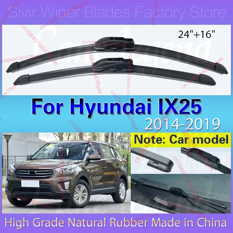 

Car Wiper Blade Blades For Hyundai IX25 Creta 2014-2019 24"+ 16" Windshield Windscreen Clean Naturl Rubber Car Wiper Accessories