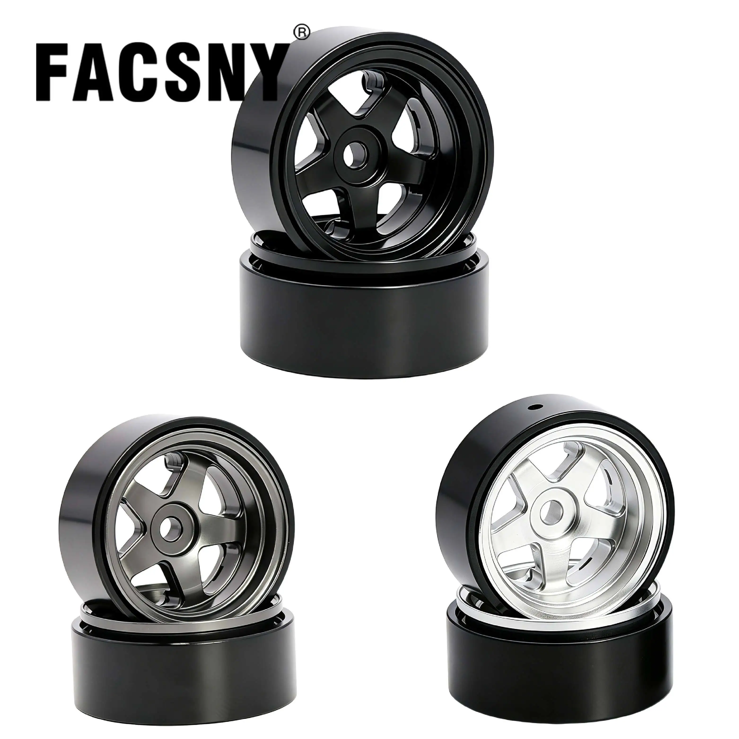 Aluminum 0.7 Inch Beadlock Wheels 5-Spoke Hub Upgrade Parts for Axial SCX30 1/30 RC Crawler Car