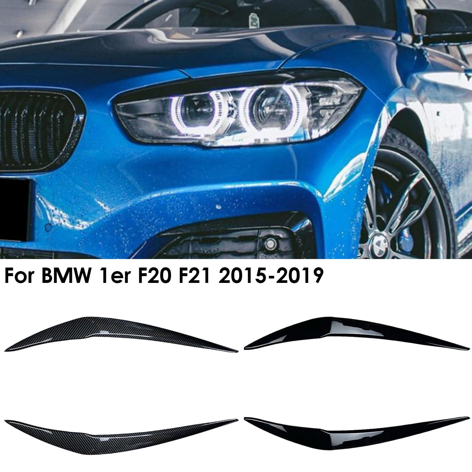 2pcs ABS Gloss Evil Headlight Eyebrows Eyelid for BMW 1er F20 F21 Facelift 116i 118i 120i 125i M135i M140i 2015-2019 Accessories