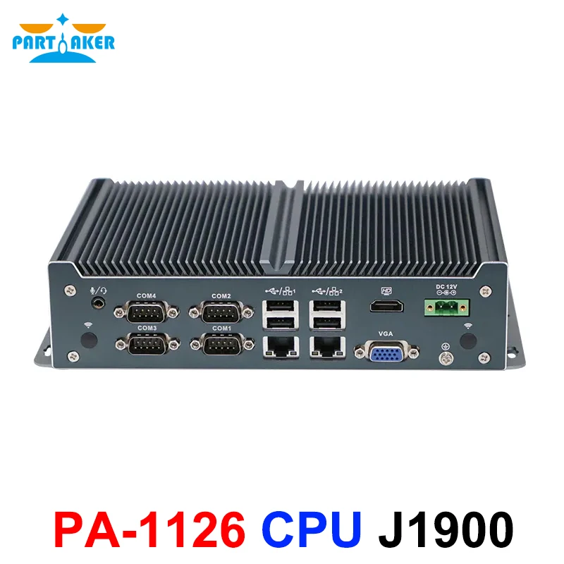 Embedded คอมพิวเตอร์ขนาดเล็ก Intel Celeron J1900 Quad Core X86 Fanless Barebone System Win10อุตสาหกรรม POS PC 8 * USB 6 * COM