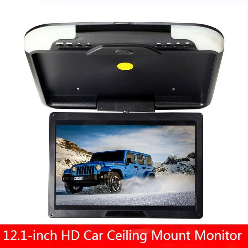 12.1 Inch Monitor DC12V Car Ceiling Monitors Roof Mounted Flip Down Monitor External Digital Screen With LED light Car