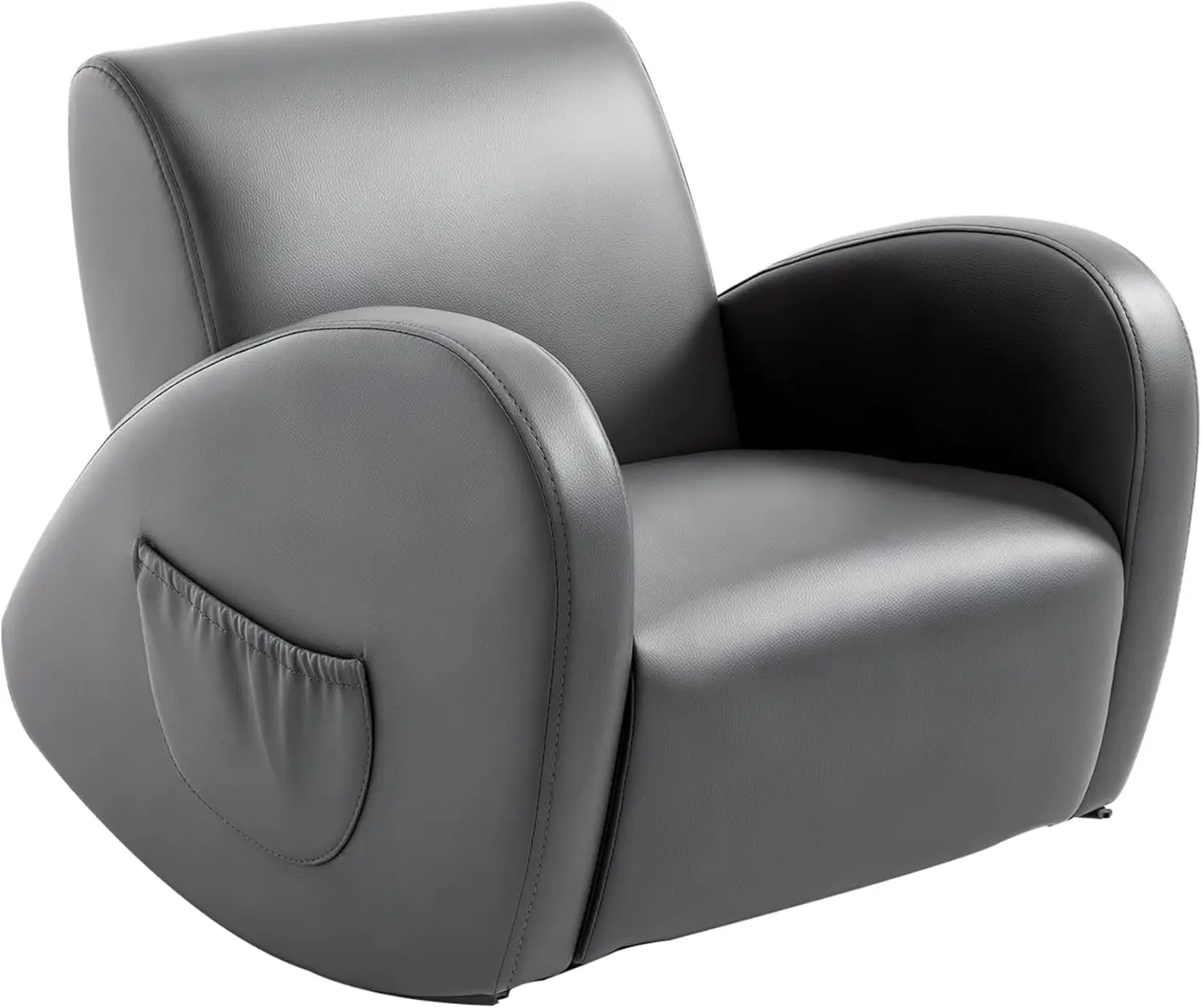 

Детское кресло-качалка с боковыми карманами, серое детское кресло из искусственной кожи для детской комнаты