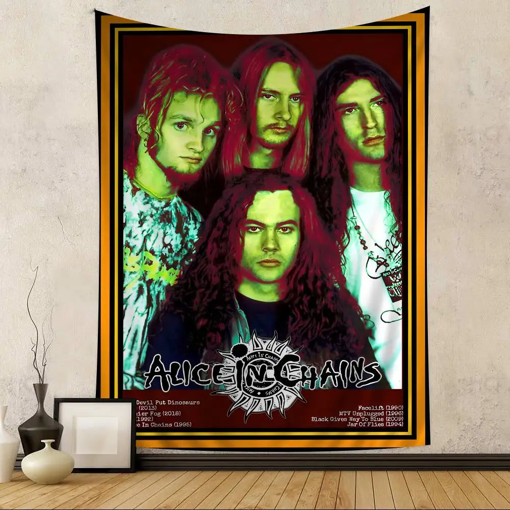 rock Vintage Band A-Alice In C-Chains Hanging Bohemian Tapestry Cheap Hippie Wall Hanging Bohemian Wall Tapestries Mandala Wall